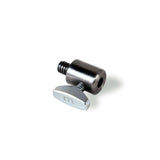 Compact 1/4"-20 adapter screw with t-handle for secure attachment in photography setups.