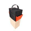 Apple Box Topper™ seat cushion by Matthews on a Full Apple Box, showcasing comfort and perfect fit with black and orange design