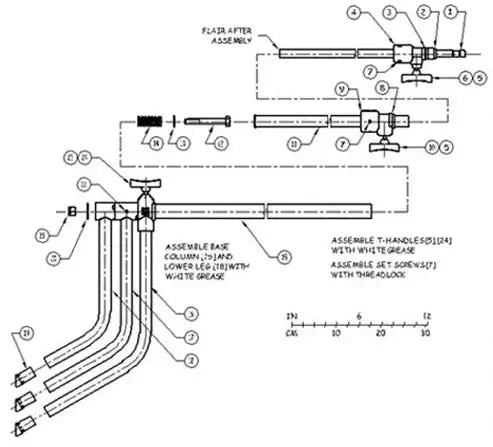 "Technical assembly diagram with labeled parts and instructions for component assembly."