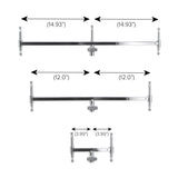 Matthews Baby Headers - Mini, Double, and Triple versions showing pin-to-pin measurements for secure mounting on 5/8 inch pin mounts.