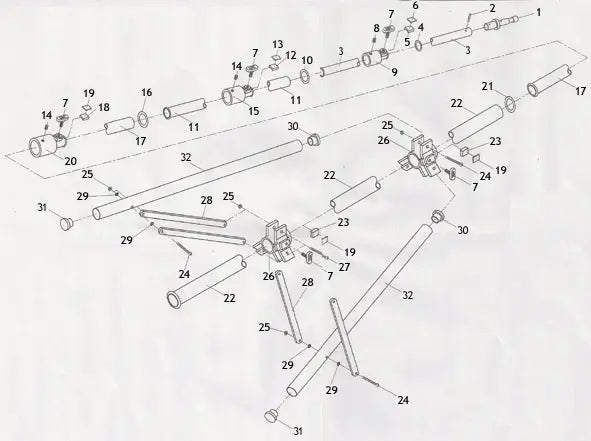 Detailed technical diagram illustrating the parts and assembly of a mechanical structure, featuring numbered components.