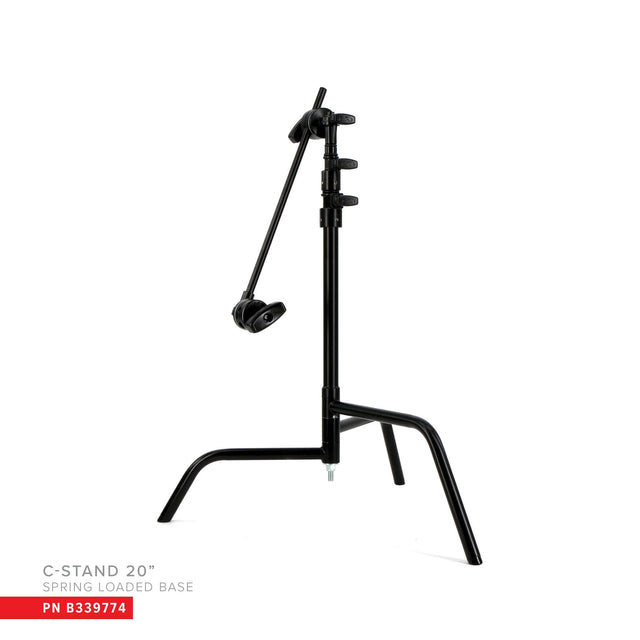 20" Double Riser Spring Loaded Folding C-Stand with Grip Head & Arm in Black