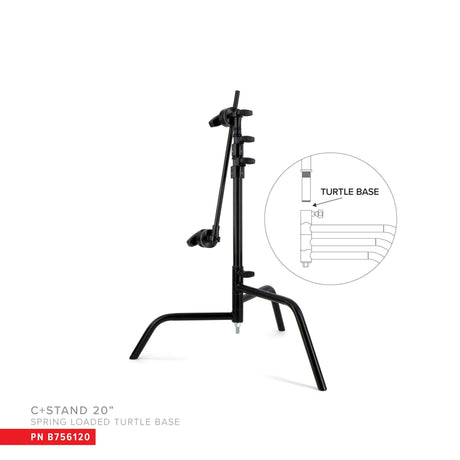 20" C+Stand with spring loaded turtle base and grip head, ideal for supporting studio equipment.