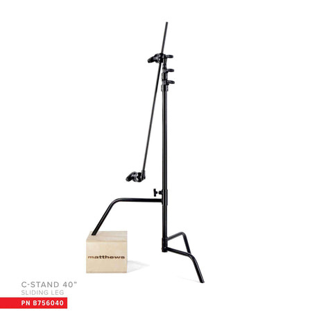 40" C-Stand with sliding leg, grip head, and arm by Matthews Studio Equipment, black color