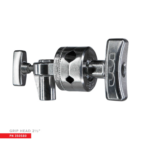 2.5" Hollywood Grip Head with durable castings for secure locking, featuring dual-sized holes for easy configuration.