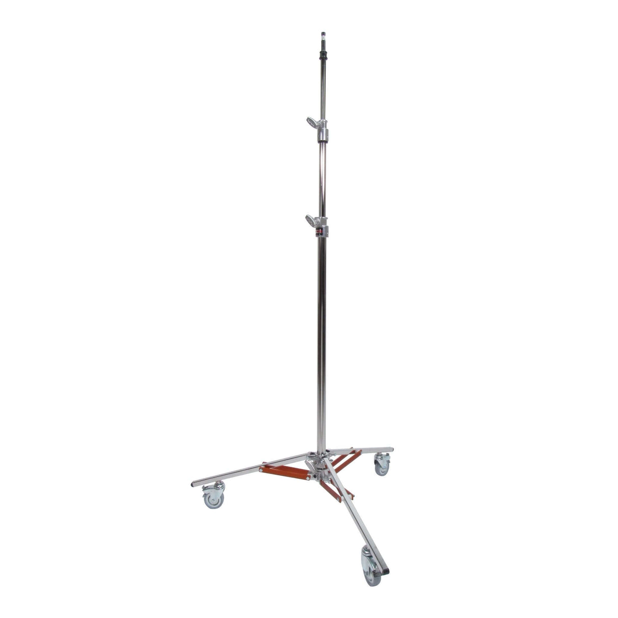 Hollywood Baby Jr. Double Riser lighting stand with tripod base and non-marking locking casters for stability.