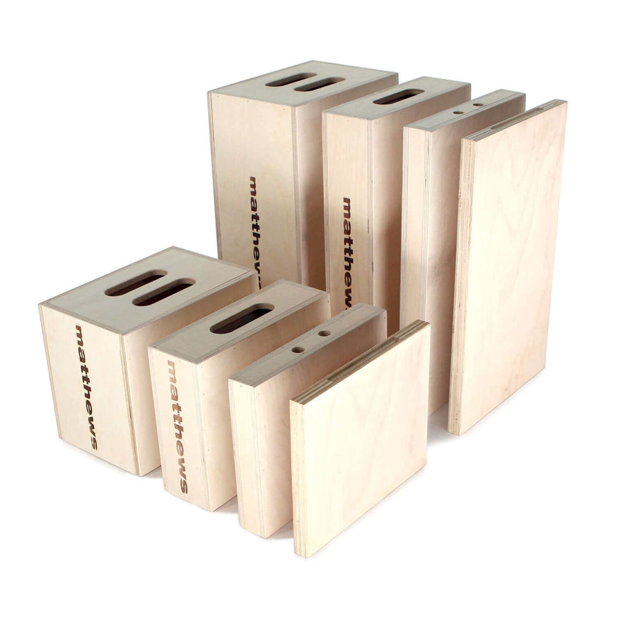 Full set of Apple Boxes in various sizes for versatile usage like propping, leveling, sitting, and standing, suitable for low angle lighting fixtures