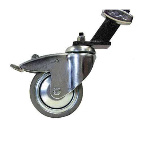 Steel caster wheel for Mombo Combo Stand, featuring durable construction and smooth rolling for easy mobility at heights.