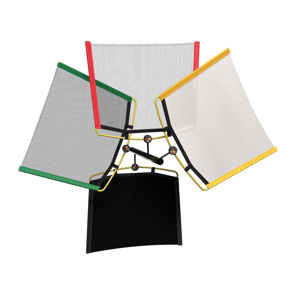 RoadRags portable lighting modification system with folding frames, scrims, silk, and flag displayed on a white background